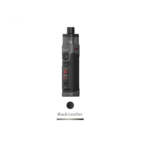 Black leather vape device with digital display and buttons.