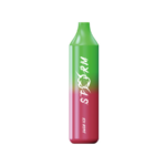 Green and red Mosmo Storm disposable vape with slim cylindrical body and glossy finish