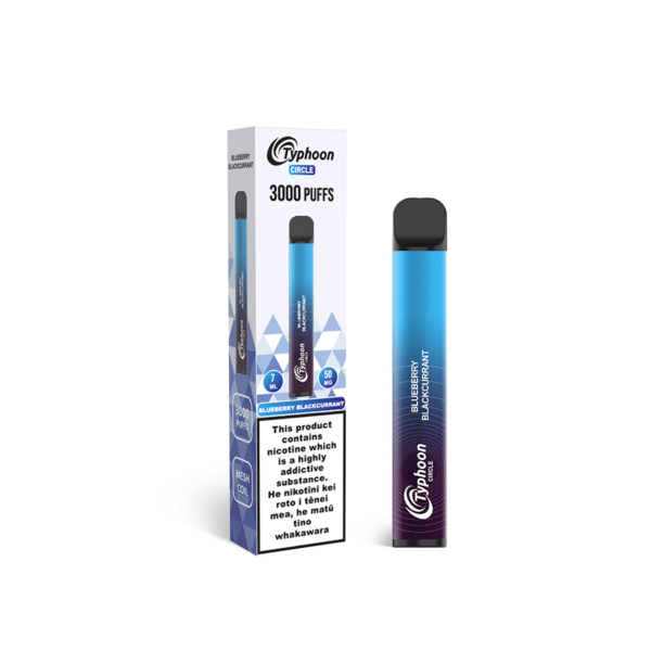 HIVAPE Typhoon Circle disposable vape with blueberry blackcurrant flavor - 3000 puffs.