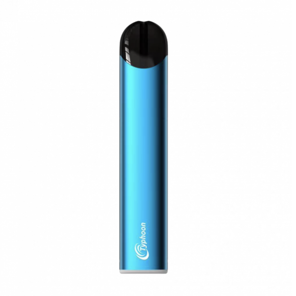 HIVAPE Typhoon S vaping device in blue, 290mAh, without charging cable - 600x600 image.