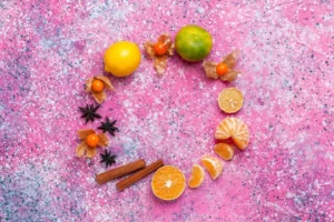 An image with different fruits and spices